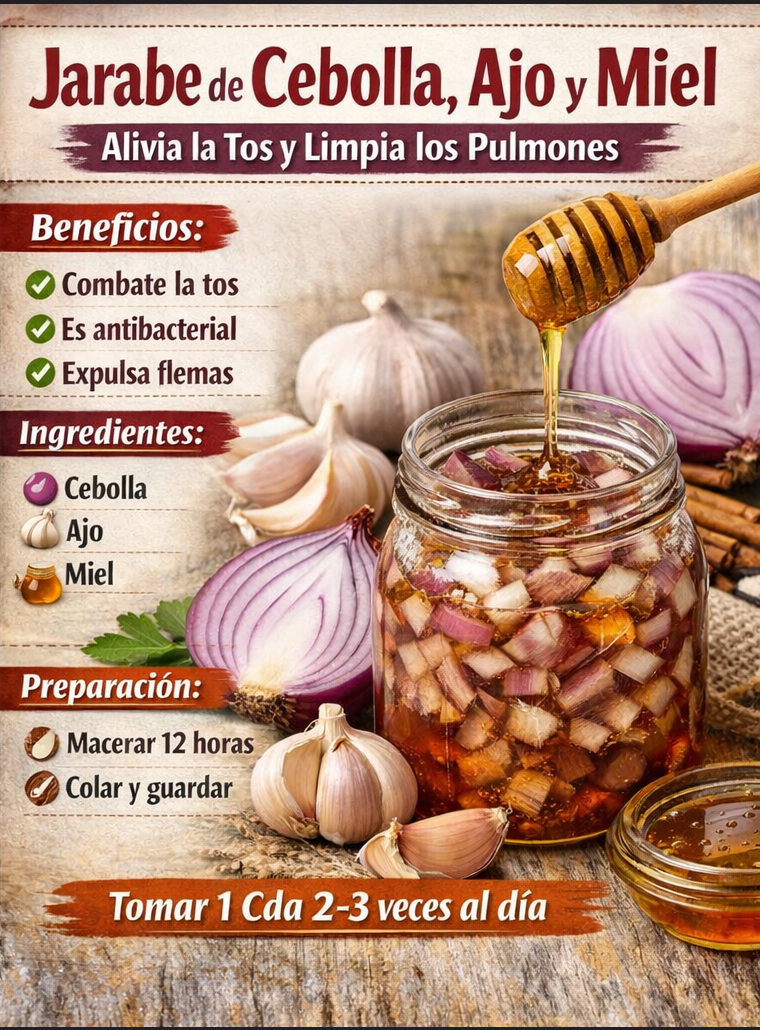 Jarabe Casero de Cebolla, Ajo y Miel